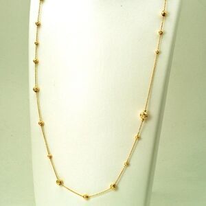 Intense Shine Faceted Bead Long Chain Necklace 18K Solid Gold